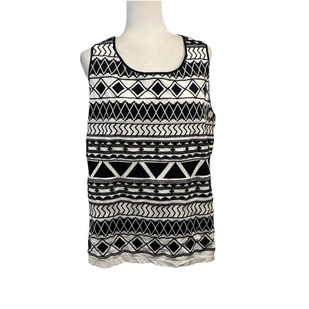 Chicos Graphic Geometric Embroidered  Tank Top Sleeveless Blouse Size 3/XL